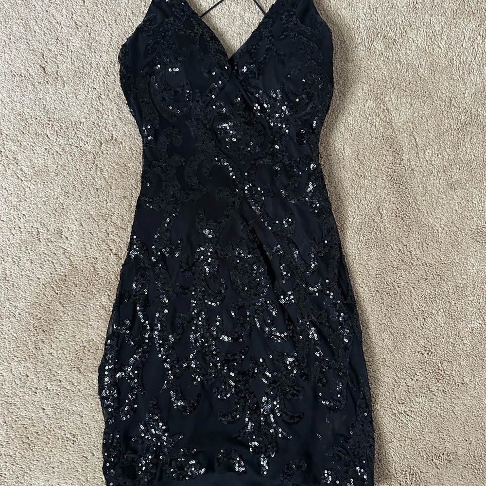 Black Mini Sequin Dress